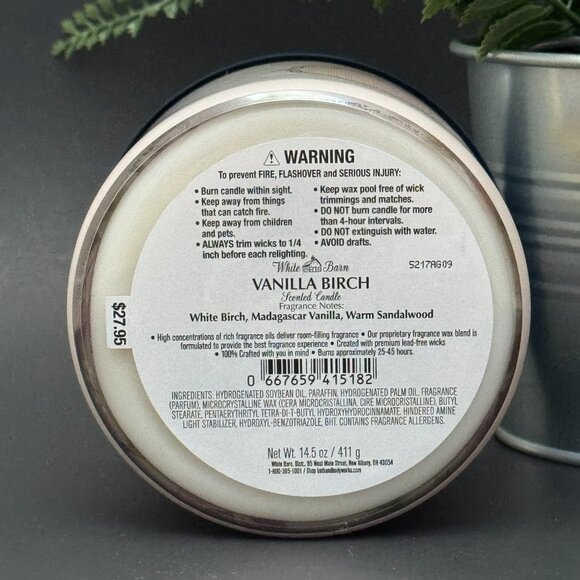 BBW Vanilla Birch White Barn Bath & Body Works 3 Wick Candle - Picture 9 of 10